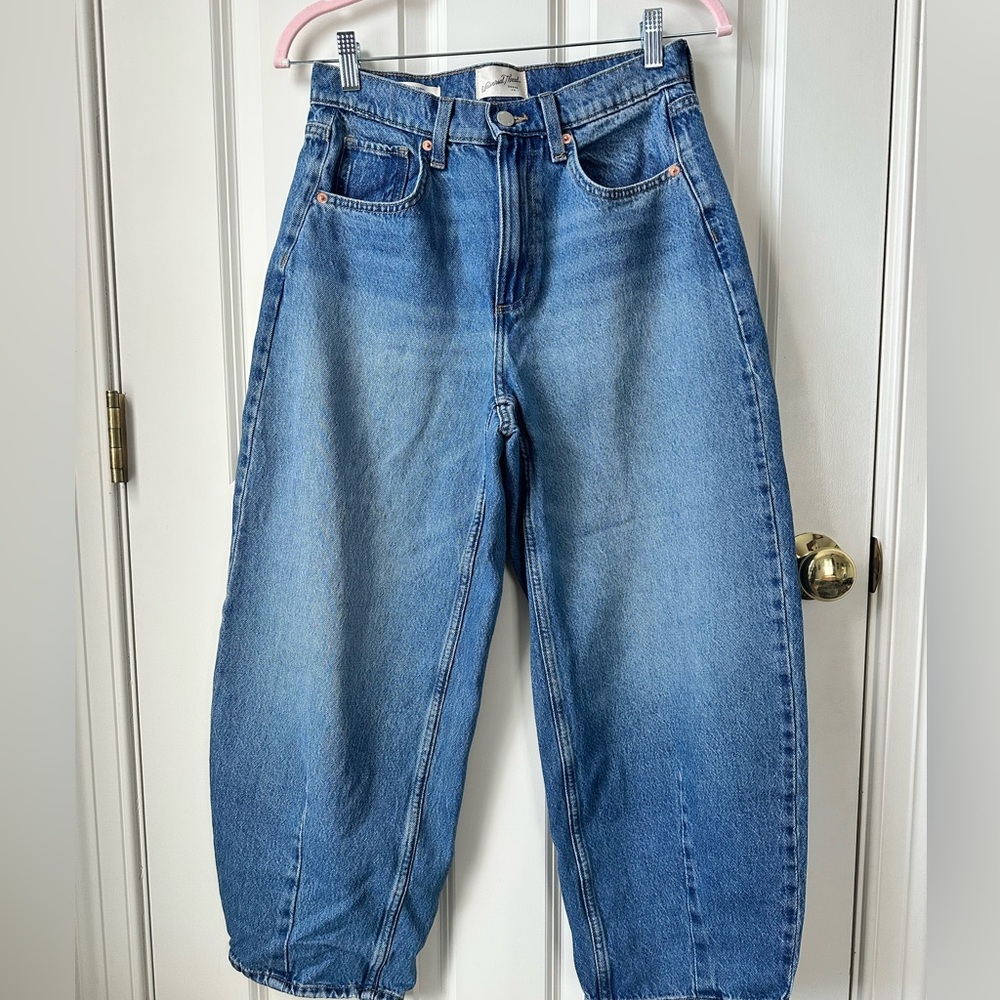 High-Rise Barrel Blue Women's Jeans - Classic Denim